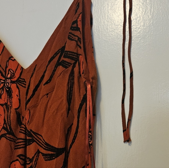 Anthropologie Burnt-Orange Floral Print Maxi Dress - Picture 3 of 5